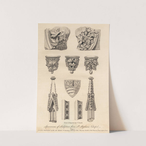Specimens of Sculpture from St. Stephen's Chapel - Plate I by John Thomas Smith