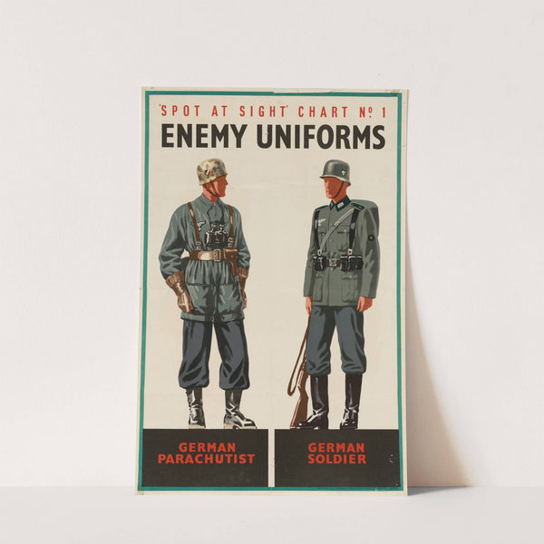 Spot at Sight Chart No. 1 - Enemy Uniforms - German Parachutist - German Soldier by Anonymous