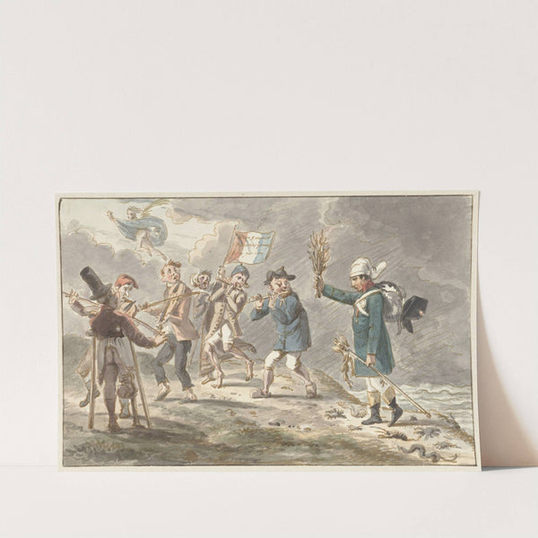 Spotprent op de terugtocht van Napoleon I Bonaparte uit Rusland (1812 - 1814) by Jacob Smies