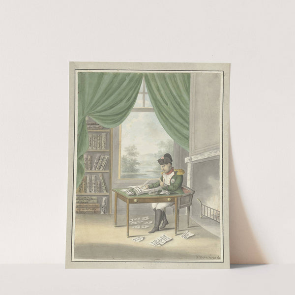 Spotprent op Napoleon; Klaas Bonaparte in zijn studeervertrek op 't eiland Elba, 1814 by Wijnand Esser