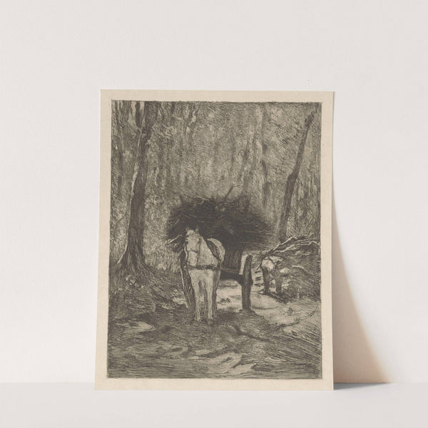 Sprokkelende man in een bos by Heinrich M. Krabbé