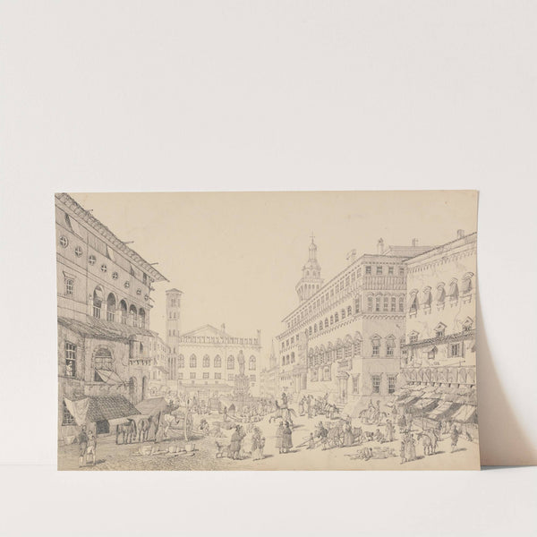 Square at Bologna, Cathedral and Palace of the Pope's legate by Sir Charles D'Oyly