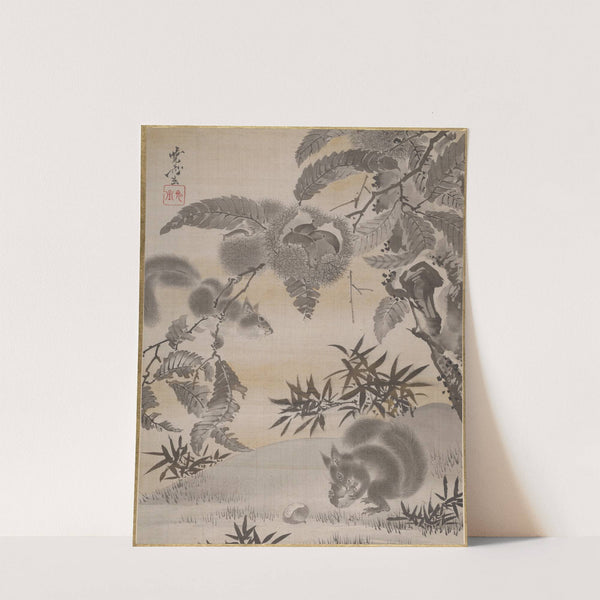 Squirrels Gathering Chestnuts (ca. 1887) by Kawanabe Kyōsai