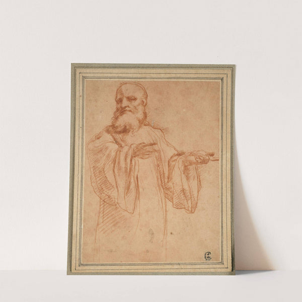 St. Benedict Gesturing to the Left; Study for the Coronation of the Virgin by Correggio