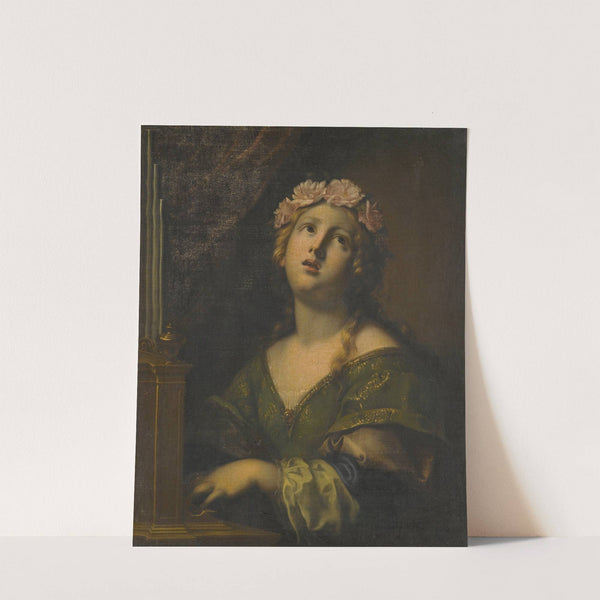 St. Cecilia Wearing A Crown Of Flowers, Playing An Organ by Onorio Marinari