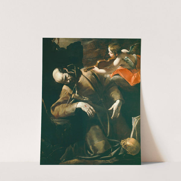 St. Francis Of Assisi In Ecstasy Before A Cherub With A Violin by Gioacchino Assereto