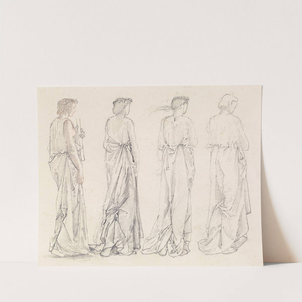 St George Series - Four Studies of Female Attendants for 'The Princess led to the Dragon' by Sir Edward Coley Burne-Jones