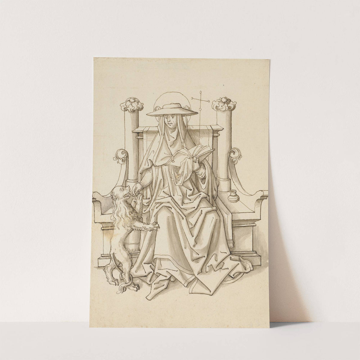 St. Jerome with the lion, on a stone throne by Workshop of Hans Holbein the elder