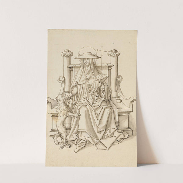 St. Jerome with the lion, on a stone throne by Workshop of Hans Holbein the elder