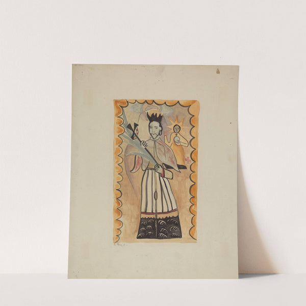 St. John Nepomucene-Painted on Buffalo Hide Prior to 1800 by E. Boyd