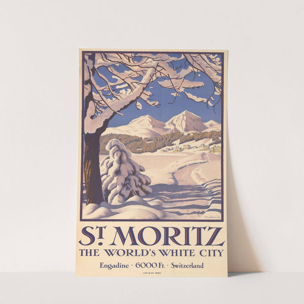 St. Moritz – The World’s White City – Engadine – 6000 Ft. – Switzerland’ (1929) by Plinio Colombi