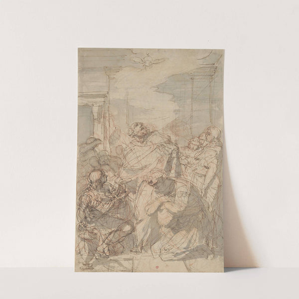 St. Peter Baptizing Cornelius (Acts 10; 44-48) by Laurent Pécheux