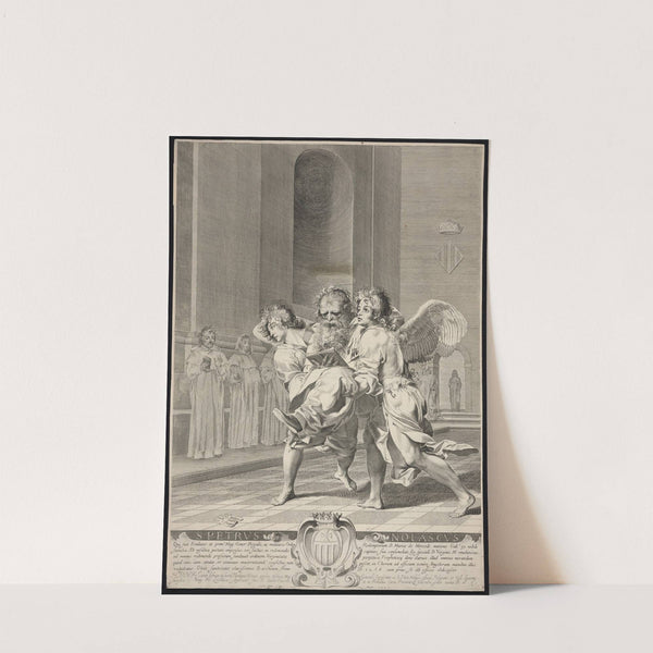 St. Peter Nolasco borne by angels. (1627) by Claude Mellan