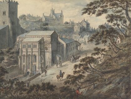 St. Winifred’s Well, Holywell, Flintshire, Wales with the Artist in the Foreground…