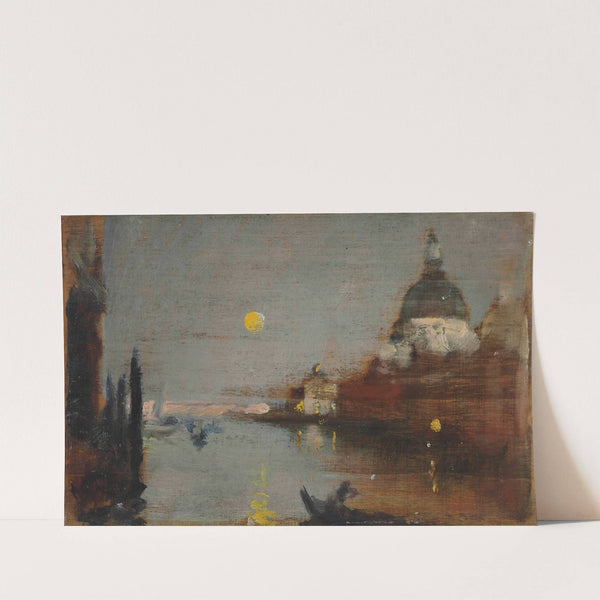 Sta Maria Della Salute From The Grand Canal, With A Full Moon, Venice by James Jebusa Shannon