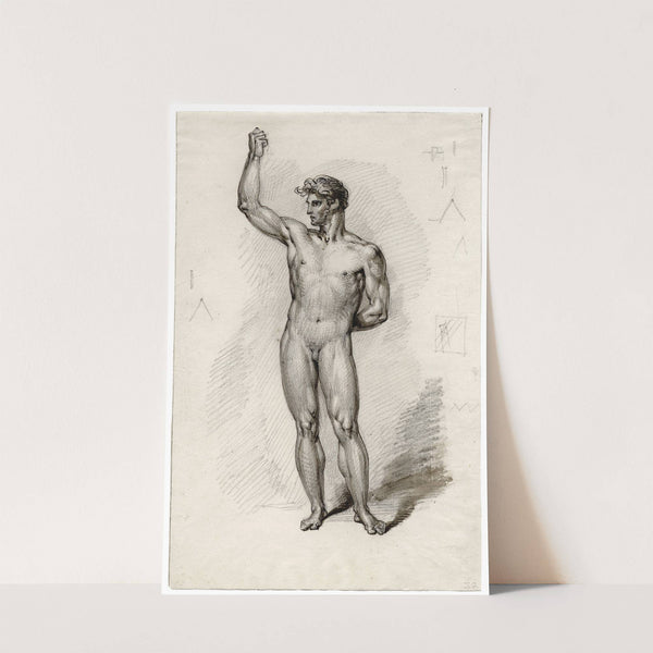 Staand mannelijk naakt, met geheven arm by David Humbert de Superville