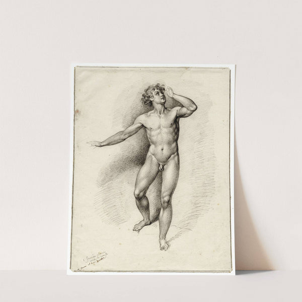 Staand mannelijk naakt, met geheven arm by David Humbert de Superville