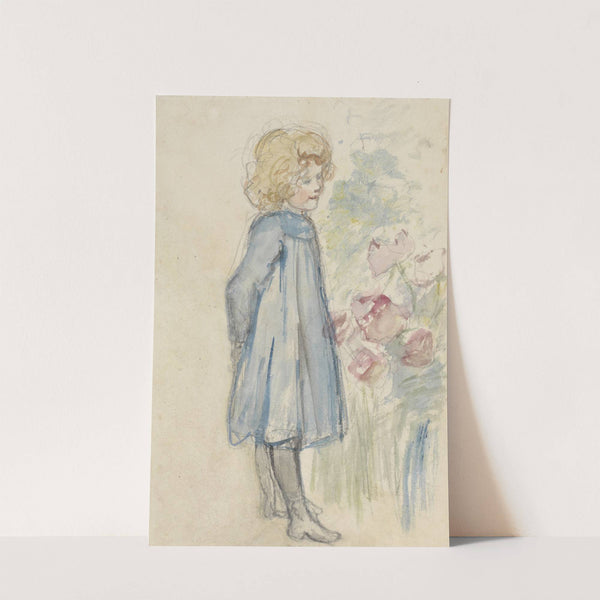 Staand meisje bij een bloemperk (1834 - 1911) by Jozef Israëls