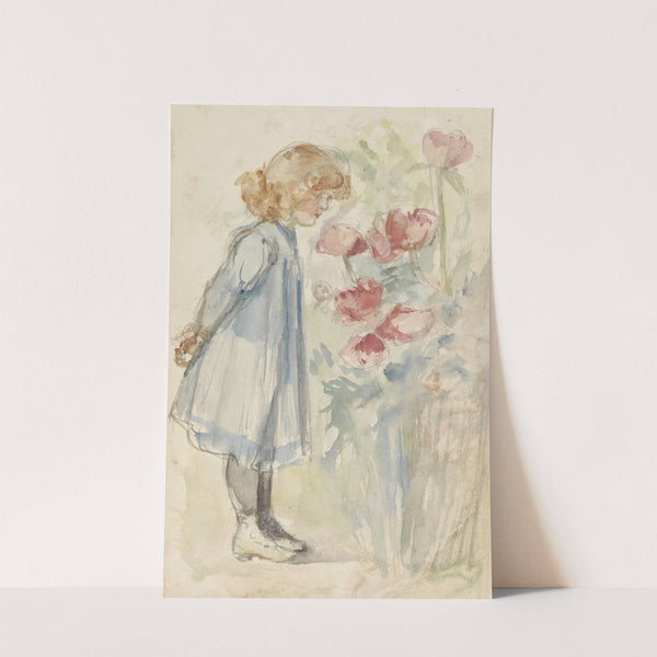 Staand meisje in bloementuin (1834 - 1911) by Jozef Israëls