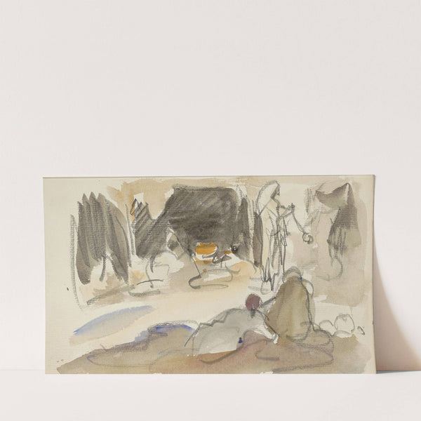 Staande en zittende figuren bij enkele tenten (1922) by Marius Bauer