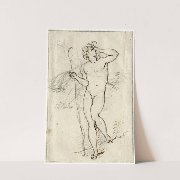 Staande jongeling met staf, zich omwendend by David Humbert de Superville