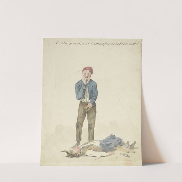 Staande man bij liggende dronkaard by Pieter van Loon