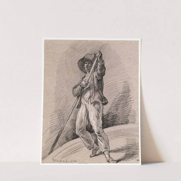 Staande man met vaarboom by David Humbert de Superville