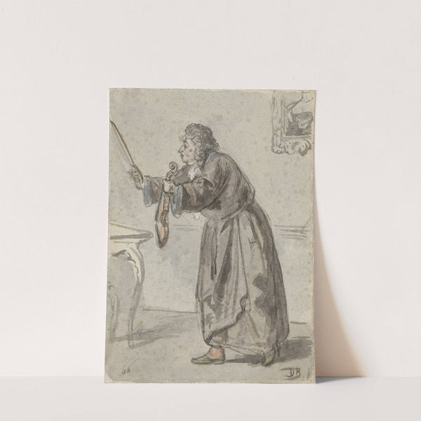 Staande man met viool en strijkstok (1866) by David Bles