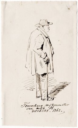 Staande man van opzij gezien, Foornberg, wijkmeester (1862)