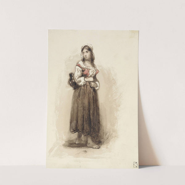 Staande meid met een kruik op de rug by Johan Daniël Koelman