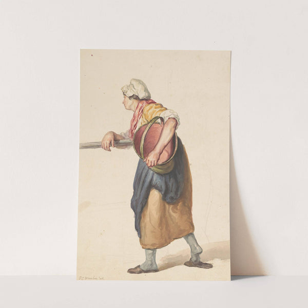 Staande vrouw met een emmer onder de arm by Pieter Christoffel Wonder