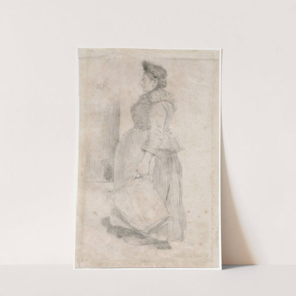 Staande vrouw met mand in haar hand by Matthijs Maris