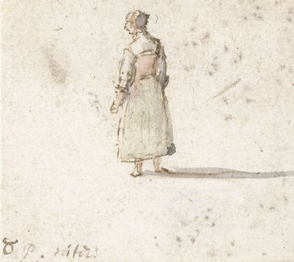 Staande vrouw, op de rug gezien (1633 - 1687)