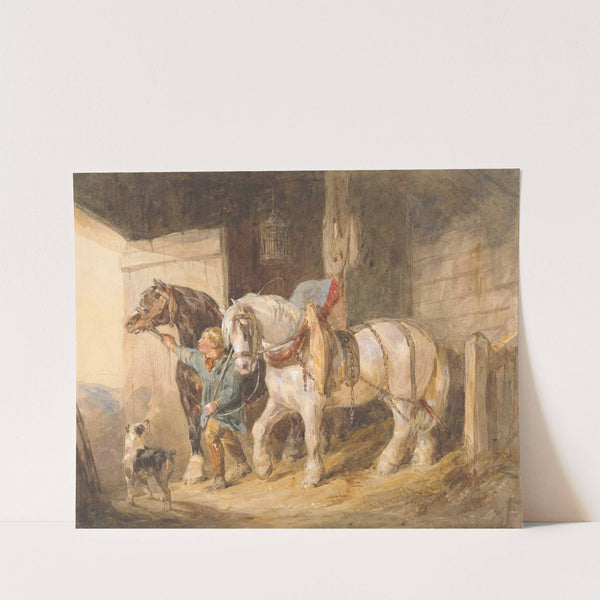 Stable Boy with Cart Horses by John Frederick Tayler