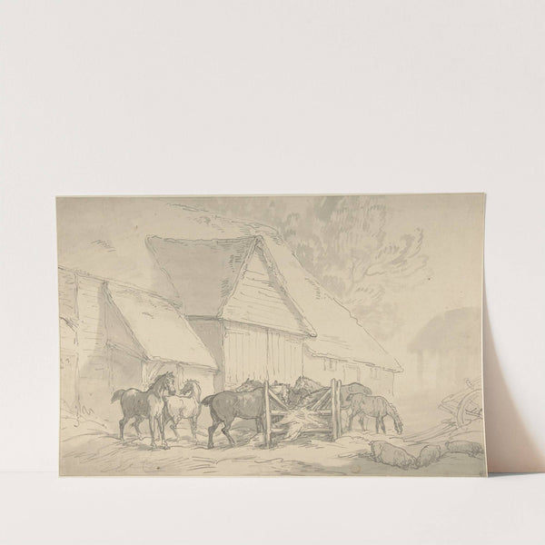 Stable Yard with Horses by Thomas Rowlandson
