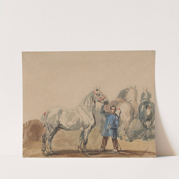 Stableman and horses by Piotr Michałowski