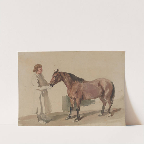 Stableman with a horse by Piotr Michałowski