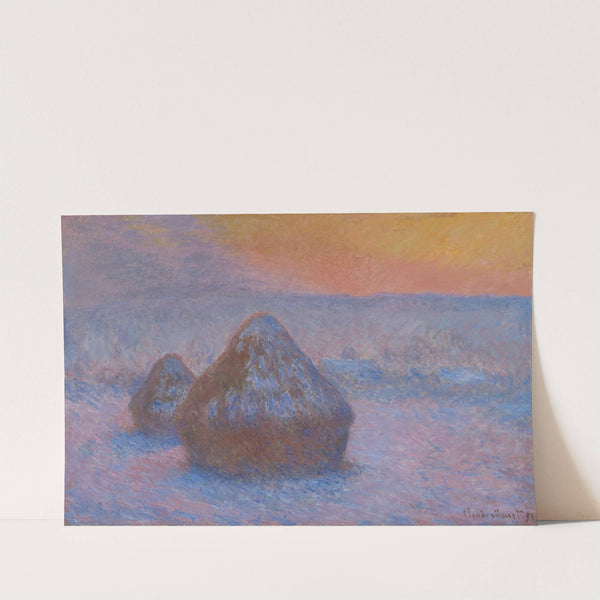 Stacks of Wheat (Sunset, Snow Effect) (1890-91) by Claude Monet
