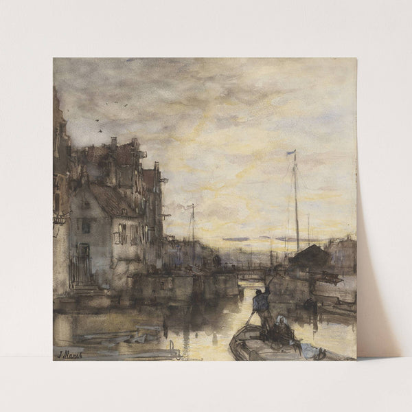 Stadsgezicht bij avond by Jacob Maris