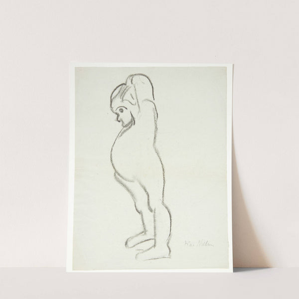 Stående barn, der trekker chemise over hovedet by Kai Nielsen