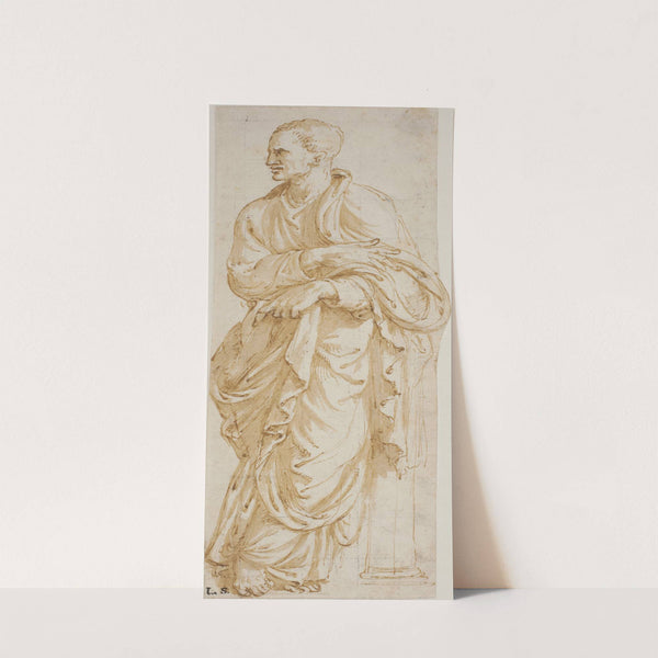 Stående filosof lænende mod søjle by Giulio Romano