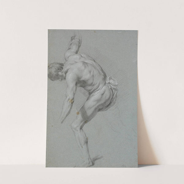 Stående foroverbøjet mandlig model med strakte arme by Heinrich Dittmers