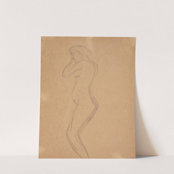 Stående kvindelig model set i profil by Harald Giersing