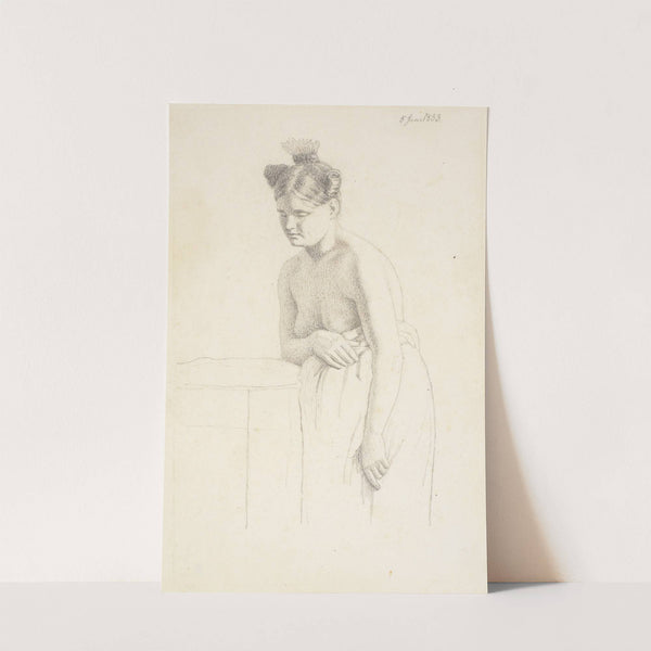 Stående kvindelig model, vendt mod venstre by Christen Købke