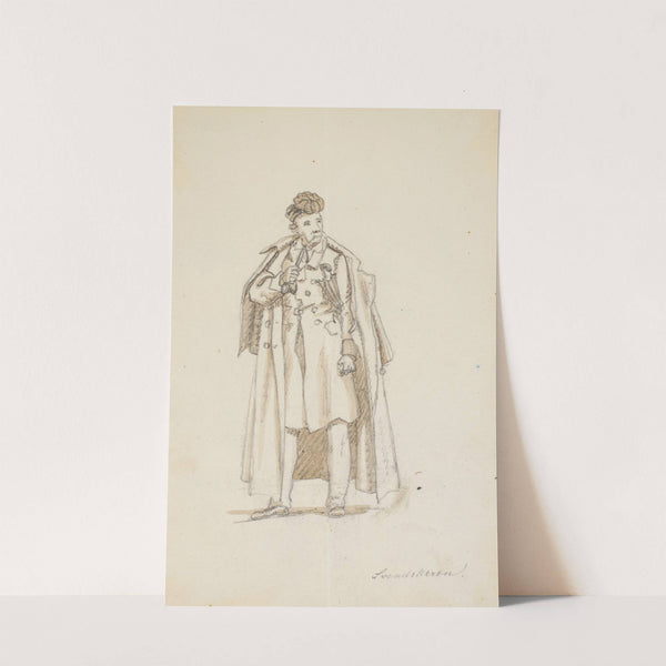 Stående mand med kappe og pibe by Martinus Rørbye