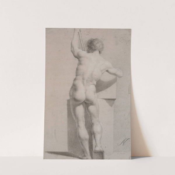 Stående model. Set fra ryggen. Stav i venstre hånd by H.W. Bissen