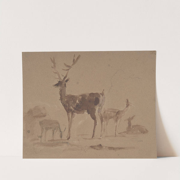 Stag and Its Young by Sir Edwin Henry Landseer