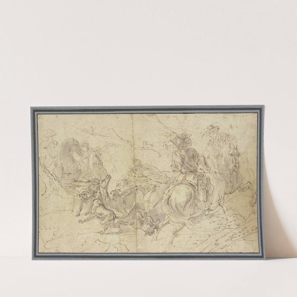 Stag hunt on horseback by Jacques Courtois