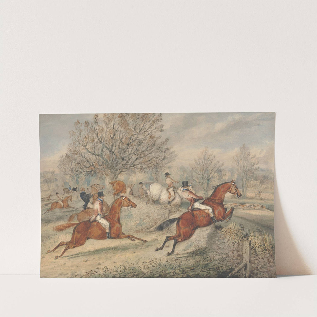 Stag Hunting: Full Cry; the Stag Hounds Tear Down a Slop at Right.... by Samuel Alken