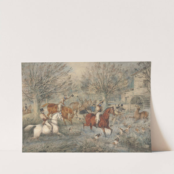 Stag Hunting: The Hind at Bay; In a Mill-Stream Below a Water-Mill, Right... by Samuel Alken